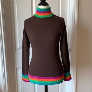 Trina Turk 100% Cashmere Sweater Turtleneck M Brow